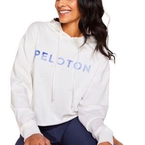 Spiritual Gangster x Peloton Cropped White and Blue Hoodie Size Large L
